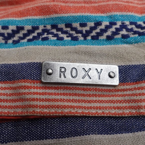 Roxy Boho Pink Peach Patterned Striped Satchel Bag - Picture 4 of 7